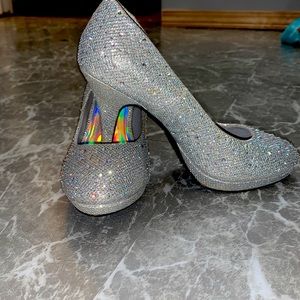 Silver slipper heels! Worn once for prom no longer need!